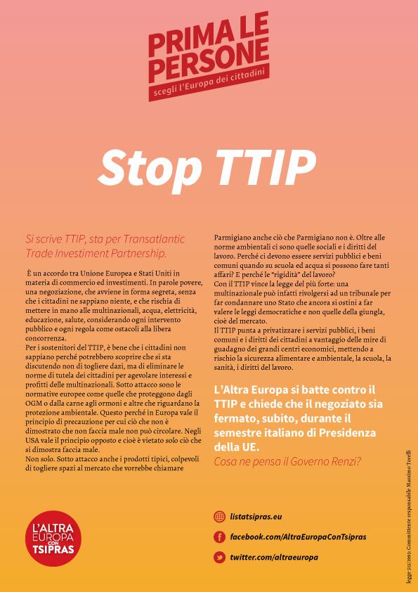L'Altra Europa con @tsipras_eu è stata la prima lista in Italia a dire no al #TTIP http://t.co/uQbaIdgOmP #TellEurope http://t.co/wrpHqEv18M