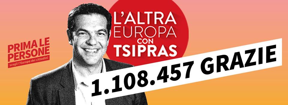 Tsipras' message of congratulations to L'Altra Europa