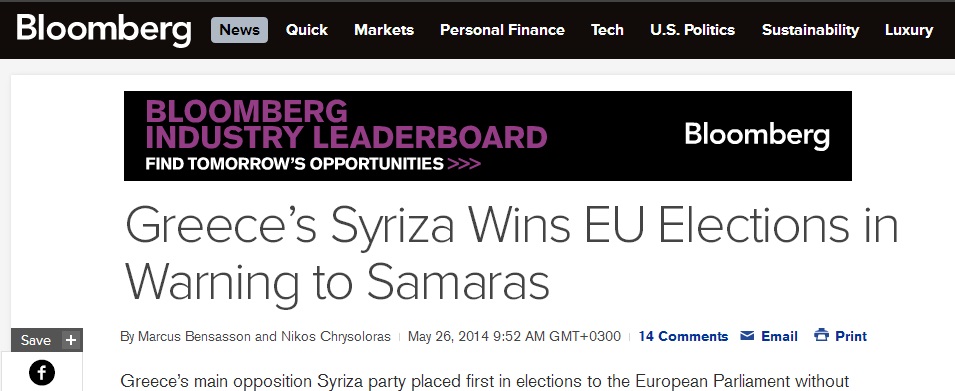 International Press: SYRIZA Triumphs in European Elections